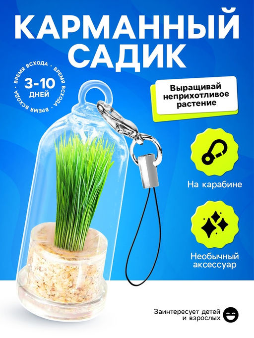 Набор для опыта «Живой брелок», мини-сад, выращивание травы