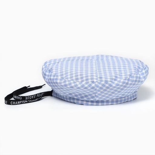 Берет в клетку, голубой, р-р 56 см