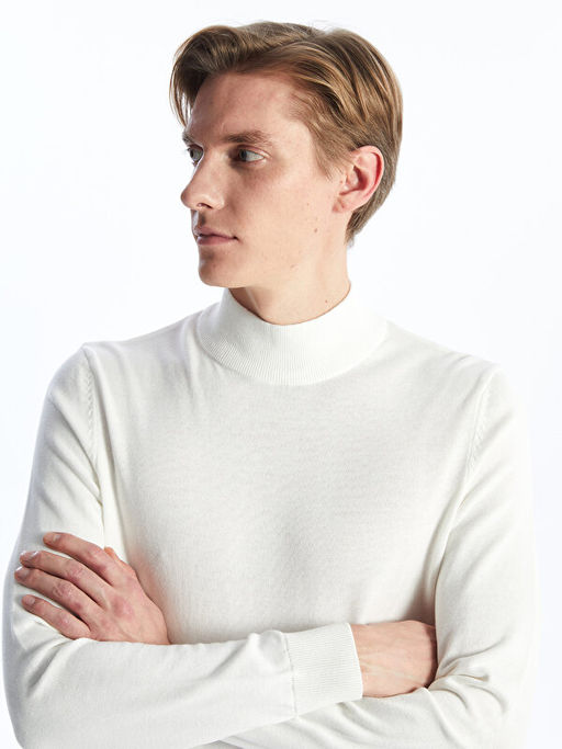 Yar?m Bal?k?? Yaka Uzun Kollu Erkek Triko Kazak