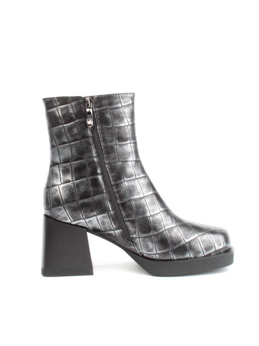 04-ZYM936 BLACK SILVER Ботильоны зимние женские (натуральная кожа, натуральный мех)