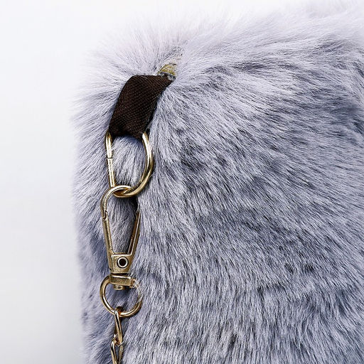 Сумка плюшевая, 24×19×3 см, серая