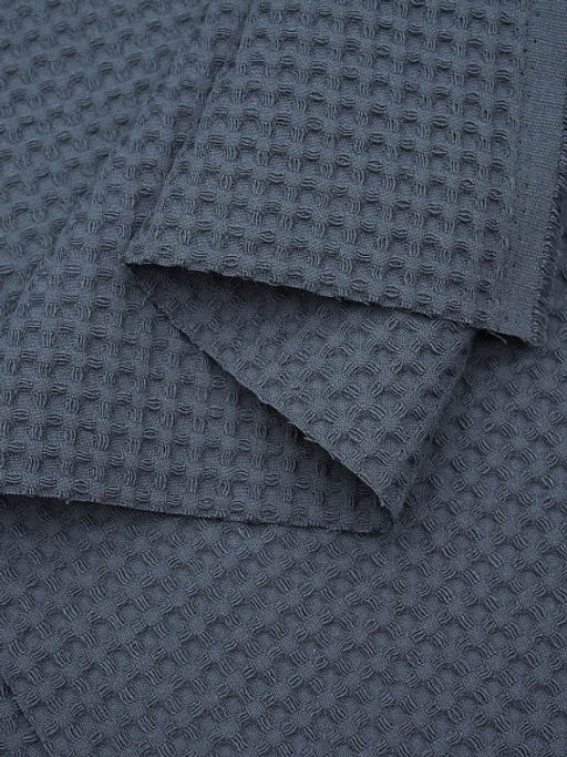 Вафельное премиум-полотно Italy цв.Темно-серый с синим оттенком, ш.1.5м, хлопок-100%, 240гр/м.кв - Купава фото 4