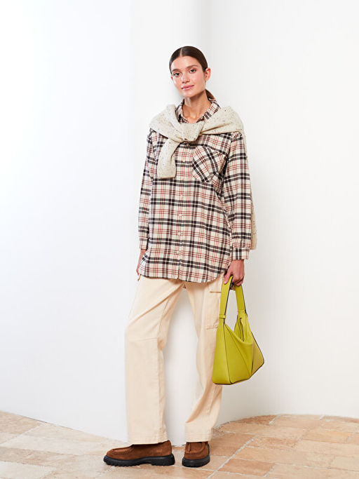 Ekose Oversize Kad?n Oduncu G?mlek