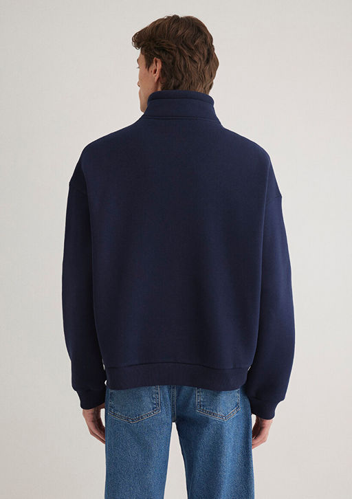 Mavi Logo Bask?l? Yar? Fermuarl? Lacivert Sweatshirt  фото 5