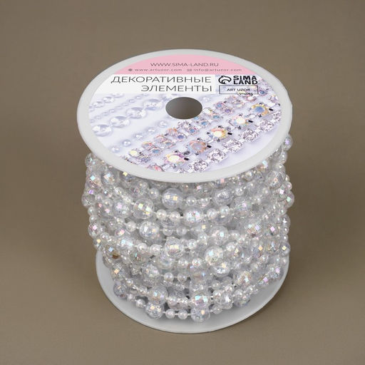 Бусы на нитях, с голографией, 8 мм, 9±1 м, прозрачные