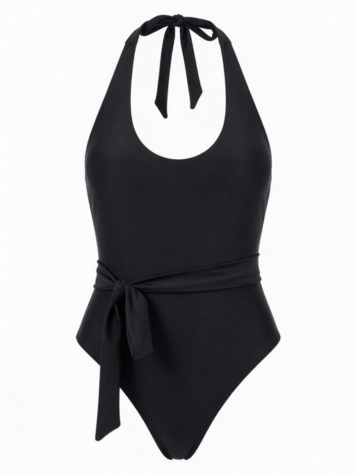 Купальник женский слитный с поясом MINAKU, размер 44, чёрный