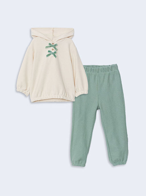 Kap??onlu K?z ?ocuk Sweatshirt ve E?ofman Alt 2li Tak?m