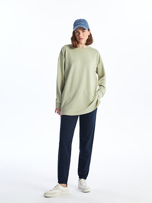 Bisiklet Yaka D?z Oversize Kad?n Sweatshirt Tunik