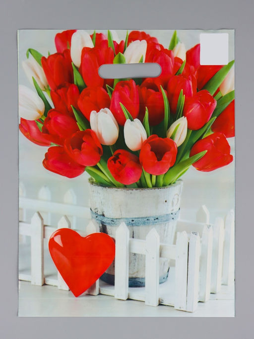 Цена за 50 шт. Пакет подарочный Белиция, полиэтиленовый с вырубной ручкой, 31?40 см, 60 мкм