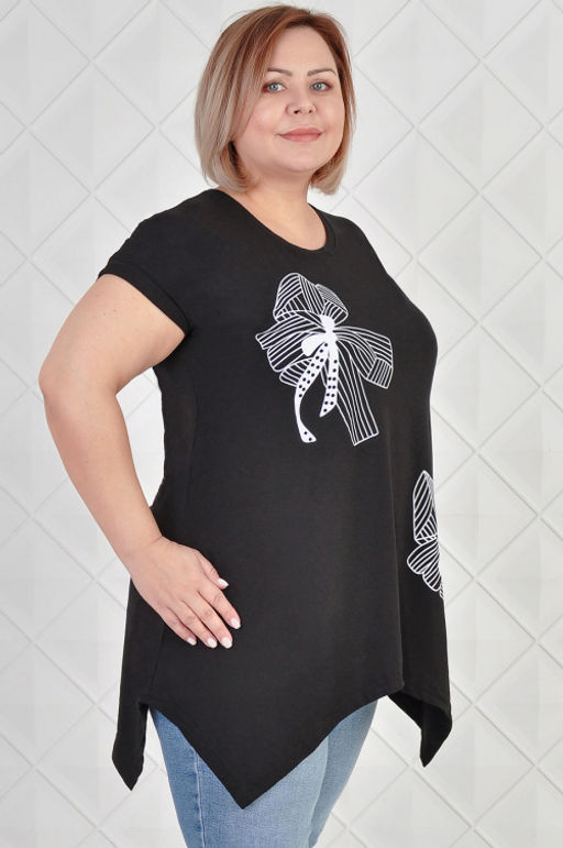 Арт. 3669 Футболка женская 46-56 (6 шт) Цвет:черный - Калинка фото 2