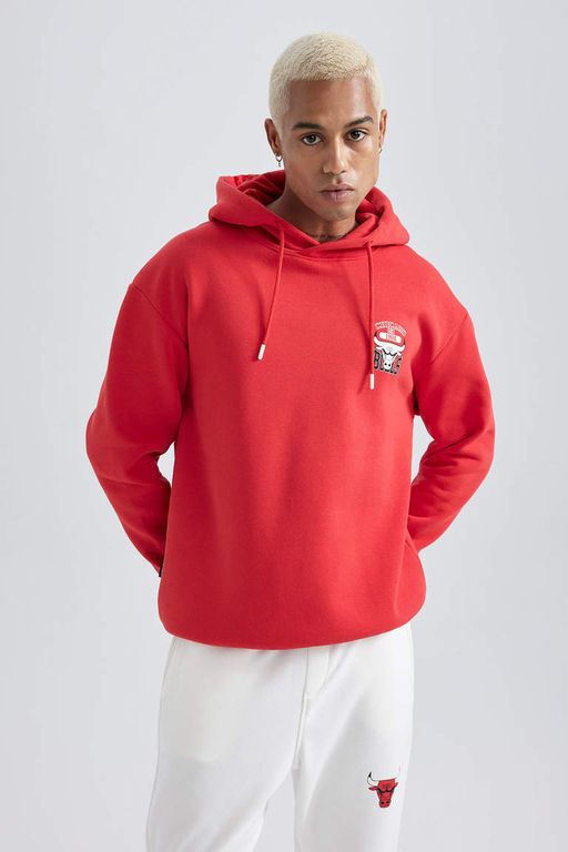 DeFactoFit Толстовка свободного покроя с капюшоном NBA Chicago Bulls  фото 3