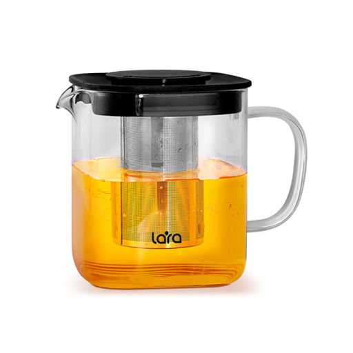 Заварочный чайник боросиликатное стекло стальной фильтр квадратный LR06-25 /LARA/