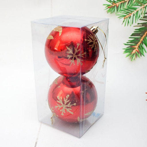 Набор шаров D=8см, 2шт. (BA099кр) красные, в ПВХ упаковке