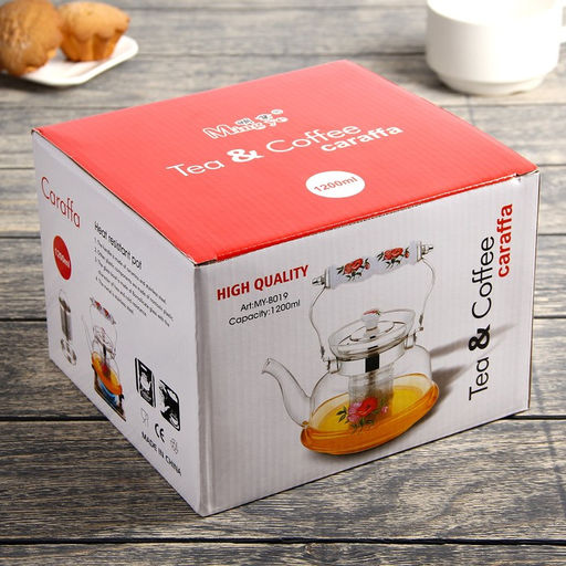 Чайник стеклянный заварочный «Мари», 1,2 л, 18,5×16×12,5 см, металлическое сито