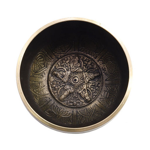 Чаша поющая FINE черно-золотой узор 801-1000гр для лечения и медитации ХРУПКОЕ