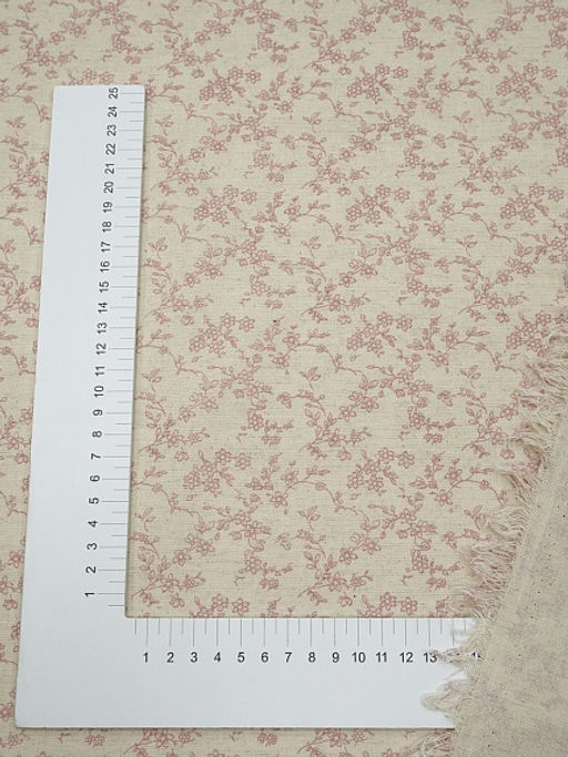 Хлопколен Туаль де Жуи - прованс цветы цв.брусника (на суровом), ш.1.4м, лен-15%, хл-85% - Купава фото 4