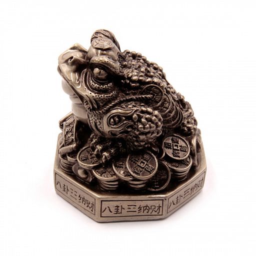 Фигурка Фен Шуй Жаба богатства на багуа и на монетах Дом полная чаша 10см-10см ХРУПКОЕ