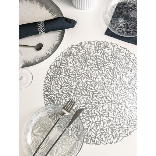 Цена за 12 шт. Салфетка сервировочная на стол Манифик, d=38 см, цвет серебряный - Simaland фото 14