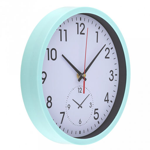 Часы настенные Мастер д25см, h4см, циферблат Часы белый; цифры арабские, черный; корпус пластик, бирюзовый; в коробке (Китай) - Домашняя мода фото 2