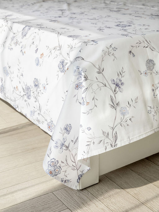 Комплект постельного белья Семейный белый/синий твил - Denastia фото 4