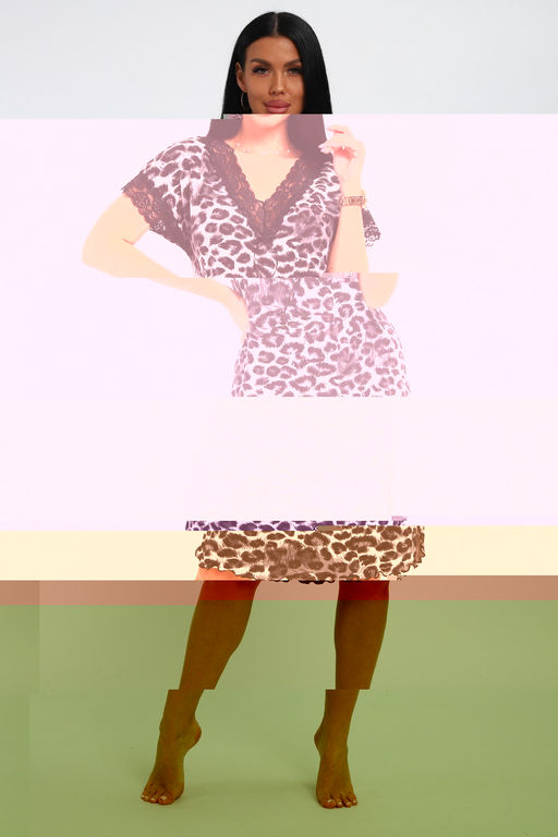 Туника женская из вискозы из вискозы Олеся серый леопард