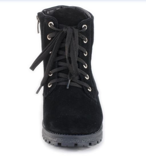 Ботинки женские на литой подошве черные, замша, молния, шнуровка - Roshva фото 7
