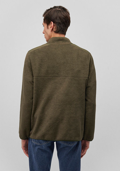 Dugme Detayl? Haki Sherpa Sweatshirt - Mavi фото 4