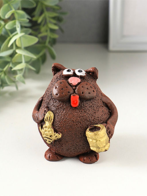 Фигурка «Кот с кружкой», 7×5.5×6.5 см, МИКС