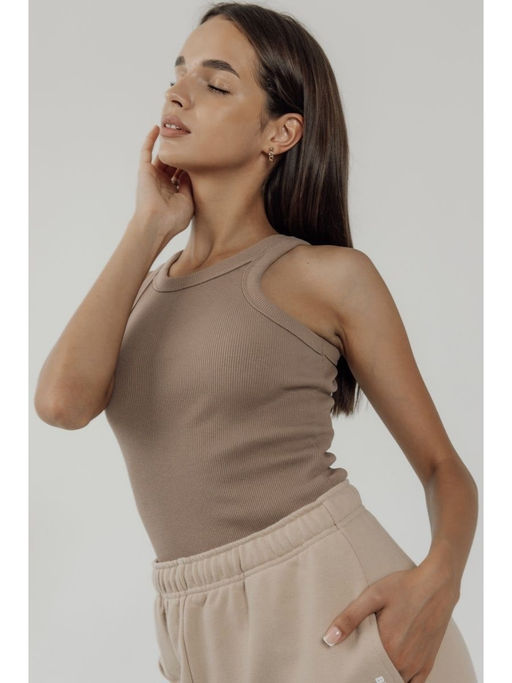 K10354 Топ в рубчик (плотный хлопок) ТМ_БЕЖЕВЫЙ