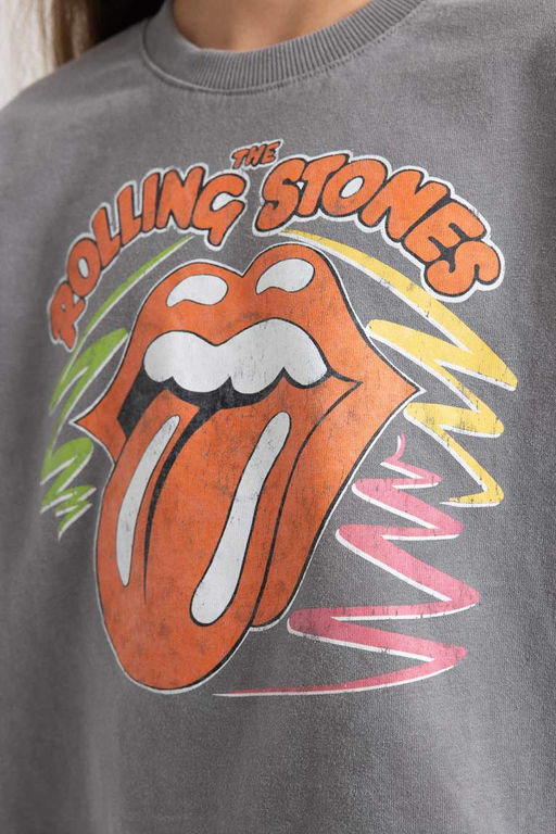 Футболка с круглым вырезом и длинными рукавами для девочек Rolling Stones - Defacto фото 6