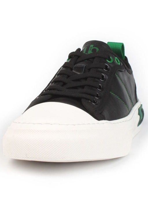 03-0106-1 BLACK/GREEN Полуботинки спортивные мужские (натуральная кожа)