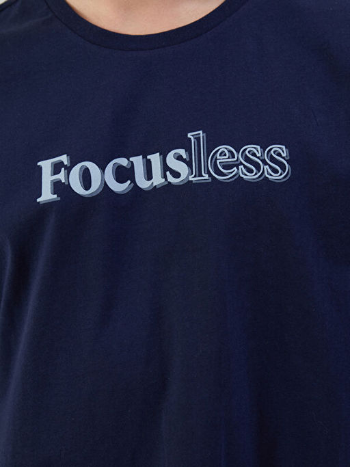 Bisiklet Yaka K?sa Kollu Bask?l? Penye Erkek Ti??rt