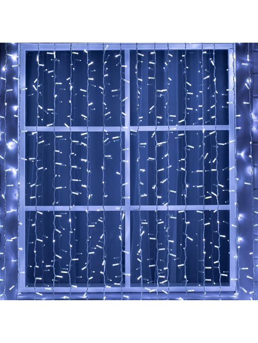 Гирлянда «Занавес» 2×6 м, IP65, УМС, белая нить каучук, 1000 LED, свечение белое, 220 В