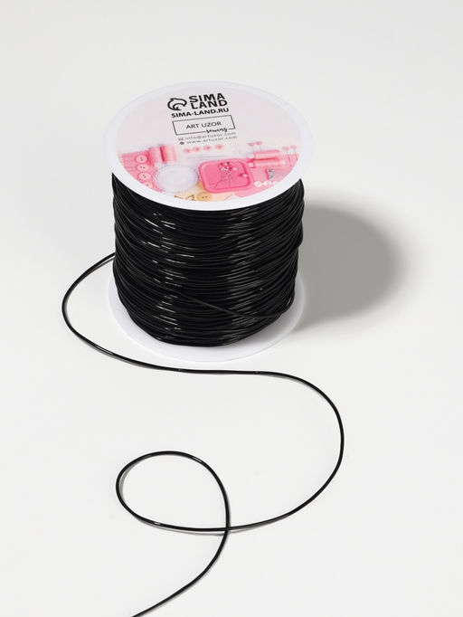 Цена за 2 шт. Нить для плетения, эластичная, 100±1 м, d=1 мм, чёрная