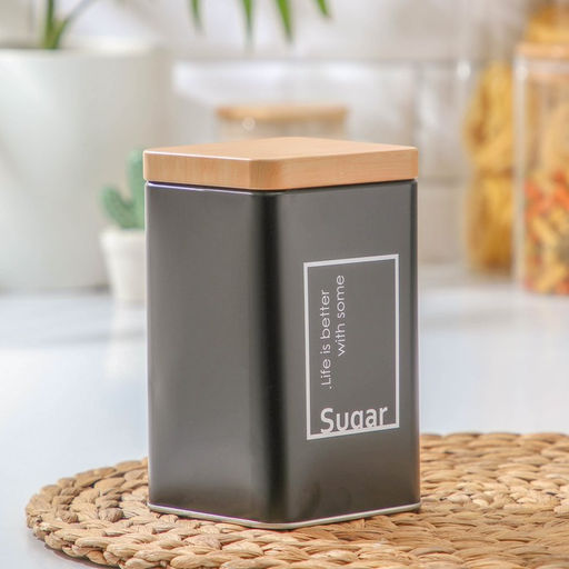 Банка для сыпучих «Lifestyle сахар», 9×9×15 см, жесть, чёрная