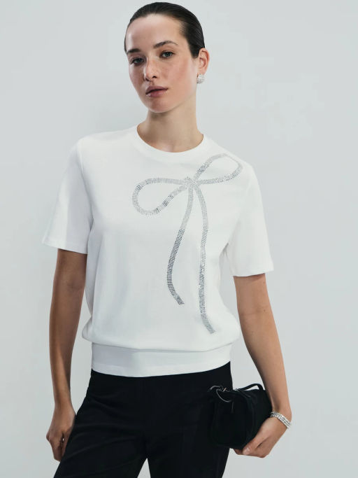 Футболка с бантом из блесток / Zarina