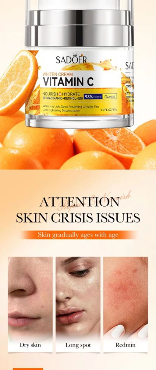 SADOER Отбеливающий крем для лица с витамином C, 50гр.  фото 6