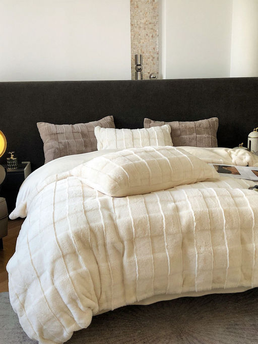 КПБ меховое MENCY с простыней и наволочками MENMEX ЧЕРНЫЙ