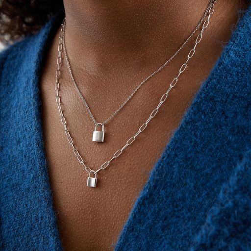 Колье - цепь с замком из серебра