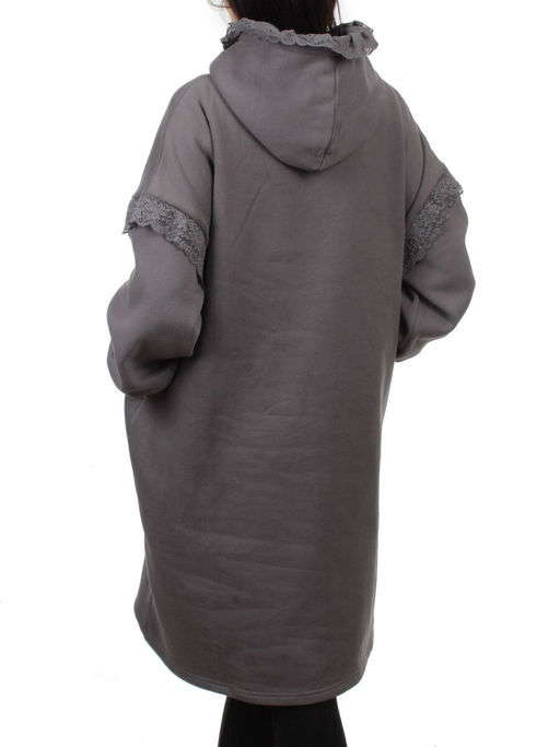 2247 DK. GRAY Толстовка-платье женская (85% хлопок, 10% полиэстер, 5% спандекс) - Fashion фото 6