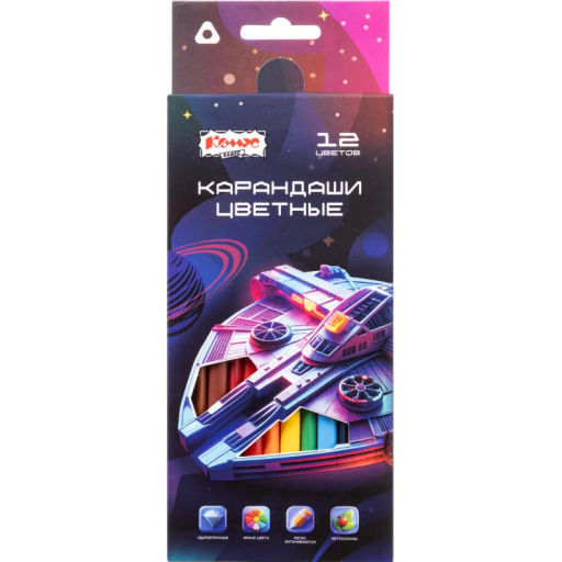 Карандаши цветные Комус Класс Star way наб.12цв,3мм,трехгран.(Арт.1992497)  фото 2