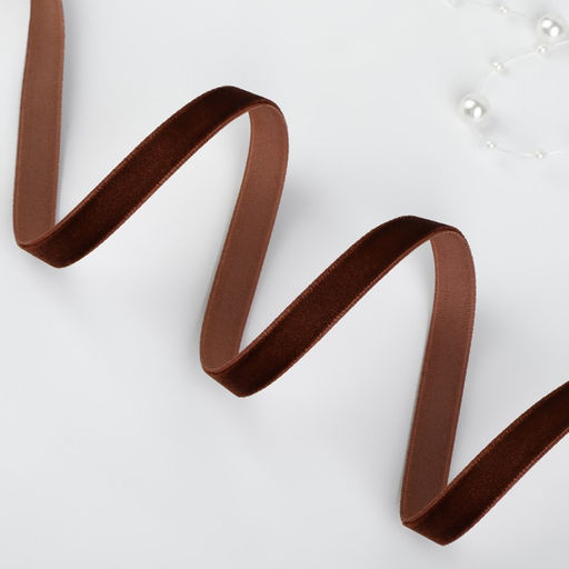 Лента бархатная, 10 мм, 18±1 м, коричневая №119