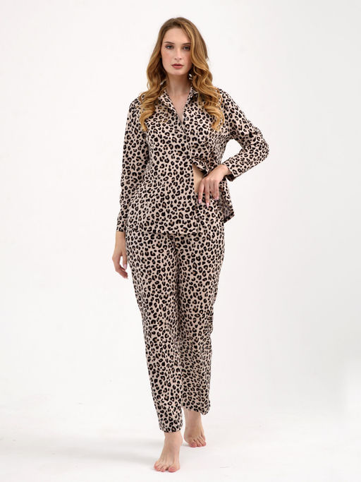 Пижама Оптима Энимал хлопок бежевая  фото 44