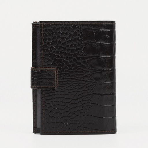 Обложка для документов 3 в 1: для автодокументов, паспорта, купюр на кнопке TEXTURA, коричневая