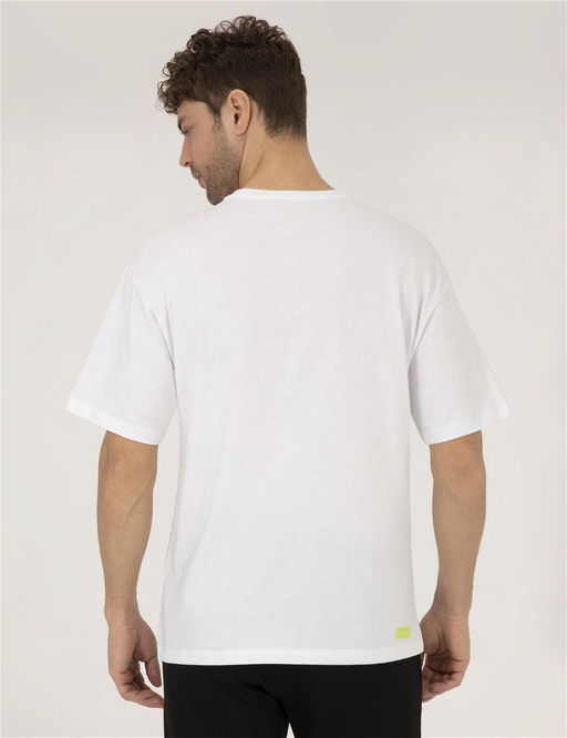 Beyaz Comfort Fit Bask_l_ Bisiklet Yaka Ti__rt - Pierre cardin фото 5
