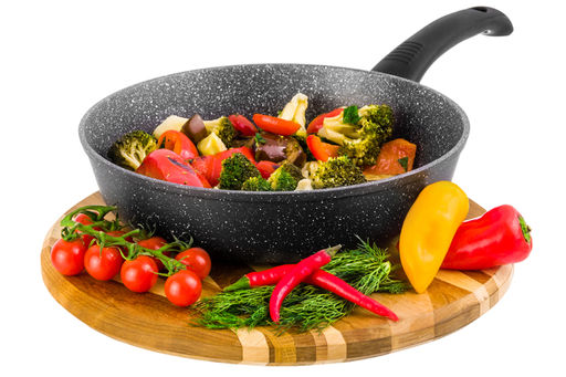 Сковорода глубокая 24 см ГАРМОНИЯ ВКУСА Черный мрамор ИНДУКЦИЯ, С КР. ф24, н/р, 43*25*12 см - Elan gallery фото 5