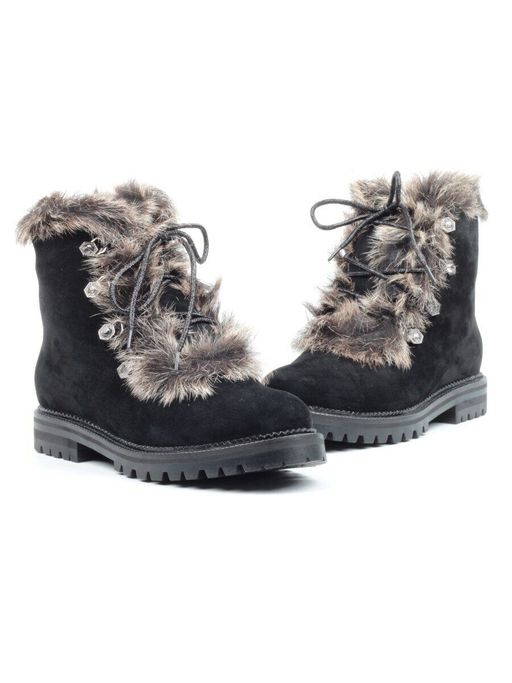 04-AH25-2 BLACK Ботинки зимние женские (натуральная замша, натуральный мех) - Фабричный китай фото 14