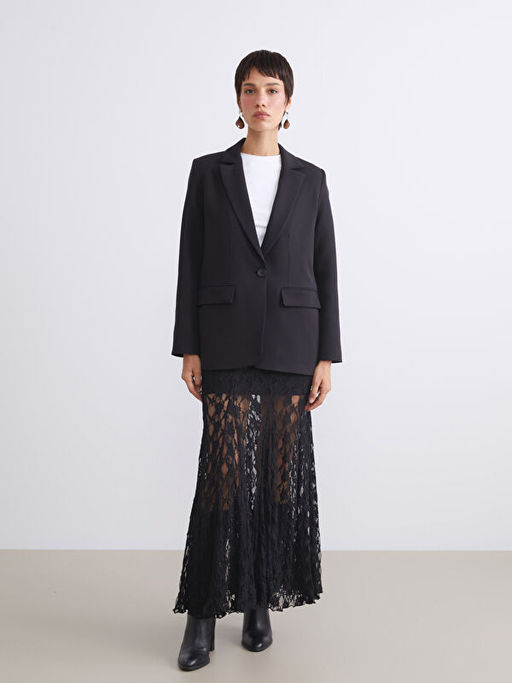 Krep Kad?n Blazer Ceket