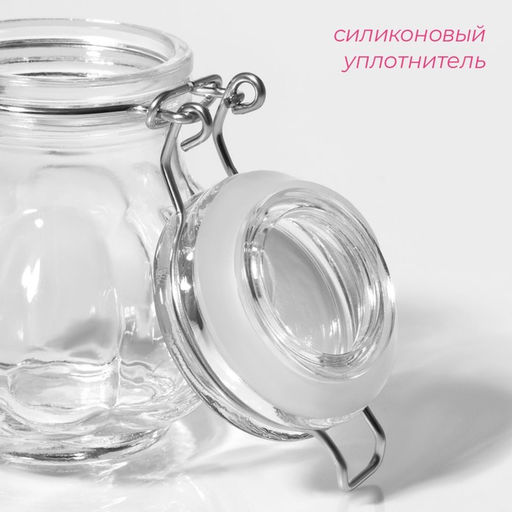 Цена за 2 шт. Банка для сыпучих Доляна Чеснок, 100 мл, 78 см, с бугельным замком, стекло, прозрачная - Simaland фото 4