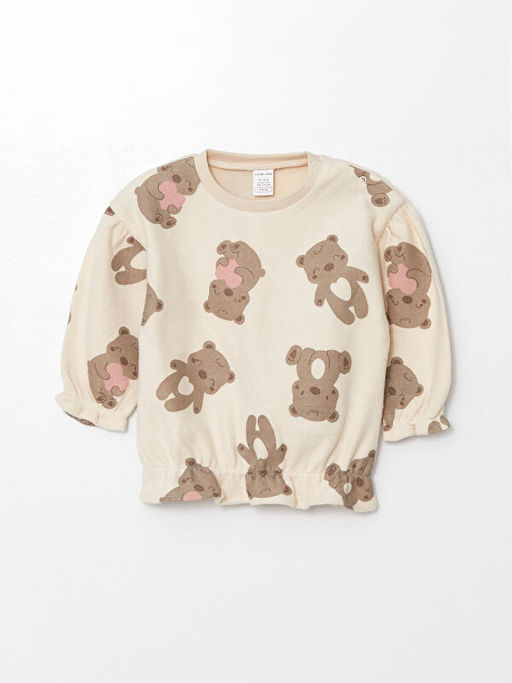 Bisiklet Yaka Uzun Kollu Bask?l? K?z Bebek Sweatshirt ve E?ofman Alt 2li Tak?m - Waikiki фото 2